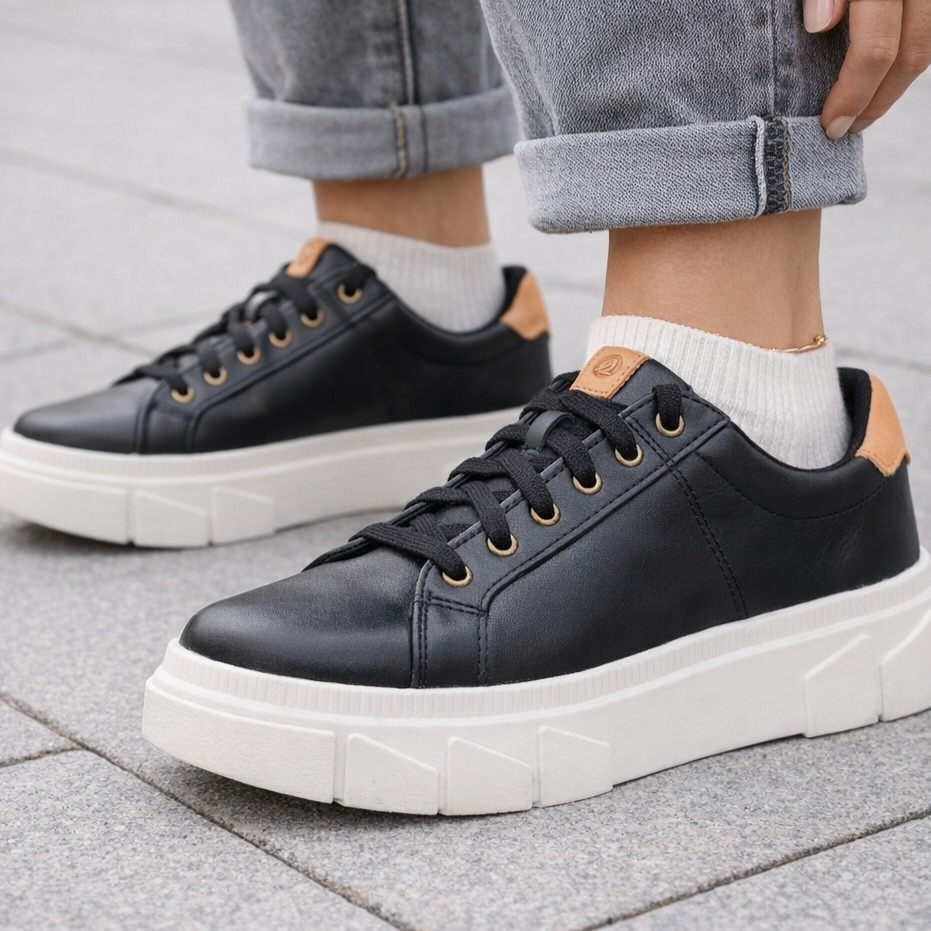 New Sperry Women's Winslow Lace To Toe Leather Sneaker Size Us 7m Black #848